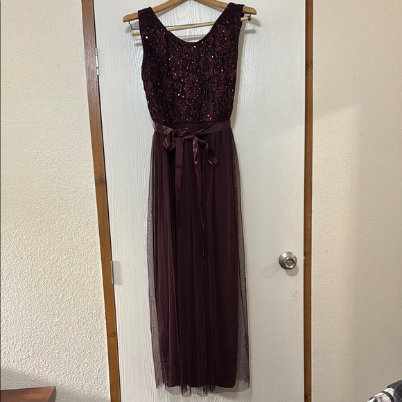 Candalite Petite Dresses & Skirts - Chic Burgundy Maxi Dress with Sequin Detail
